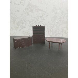 Vintage Dollhouse Dining Room Hutch Table Dresser Furniture